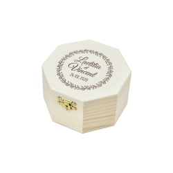 Boite à alliances personnalisée avec prénoms, couronne végétale champêtre