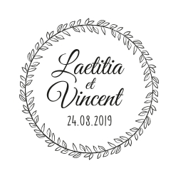 Tampon mariage personnalisé couronne végétale champêtre