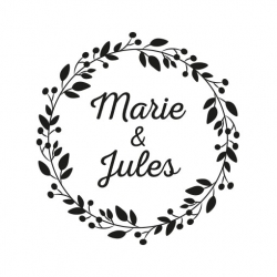 Tampon personnalisé mariage champêtre couronne de fleurs