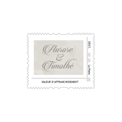 Timbre poste personnalisé prénoms mariage hiver