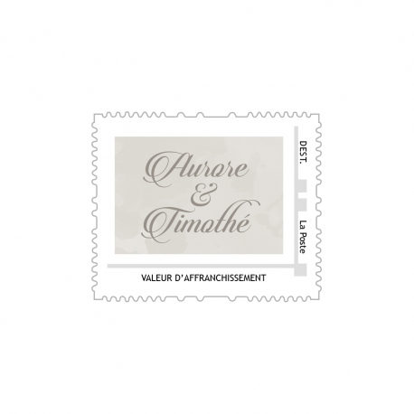 Timbre poste personnalisé prénoms mariage hiver
