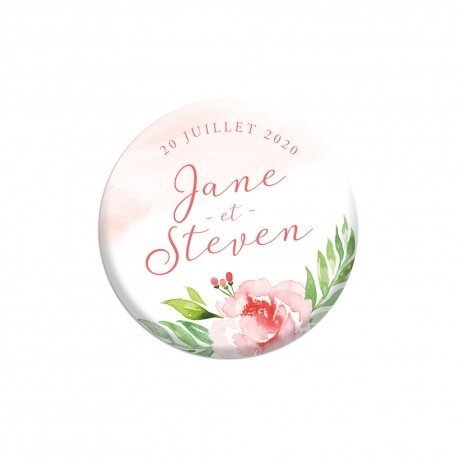 Magnet avec aimant, cadeau d'invité original, mariage bucolique, Pivoine à l'aquarelle