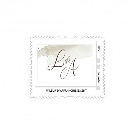 Timbre poste personnalisé original thème eucalyptus aquarelle