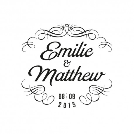 Tampon mariage personnalisable arabesques vintage