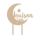 Cake topper personnalisé anniversaire lune bois et plexiglas miroir