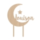Caketopper anniversaire lune personnalisé bois et plexiglas miroir