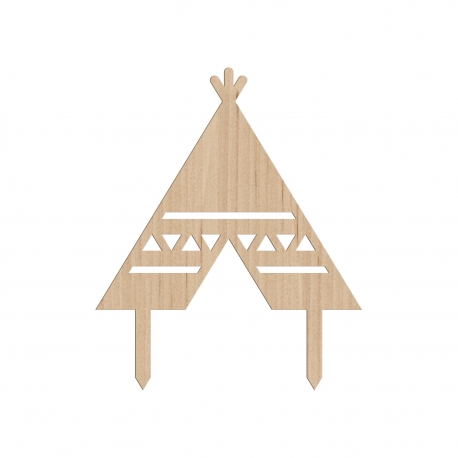 Cake topper en bois tipi anniversaire baptême indien bohème forêt