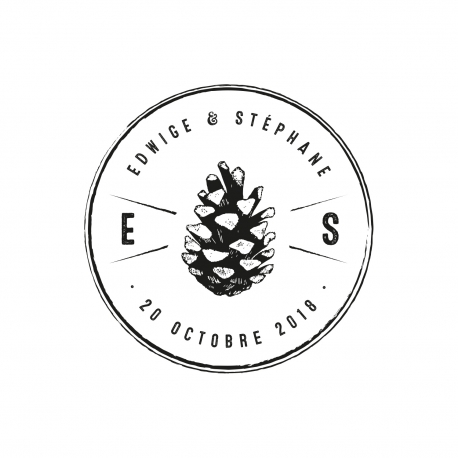 Tampon mariage personnalisé hivernal automnal pomme de pin