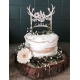 Cake topper personnalisé en bois bois de cerf into the wood