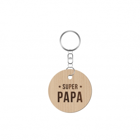 Porte-clé en bois super papa fête des pères anniversaire