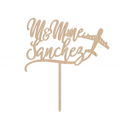 Cake topper mariage personnalisé thème avion voyage