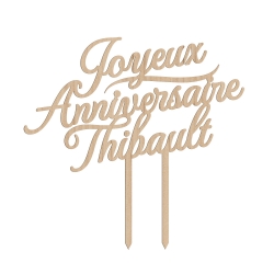 Cake topper personnalisé joyeux anniversaire calligraphie