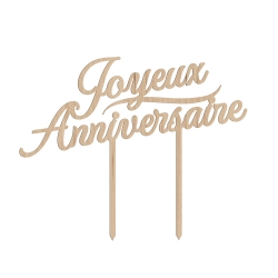 Cake topper en bois gâteau joyeux anniversaire calligraphie