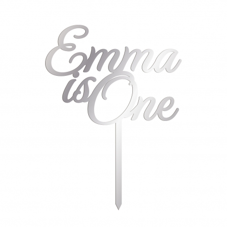 Cake topper personnalisé argent premier anniversaire