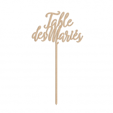Nom de table en bois calligraphie Table des mariés