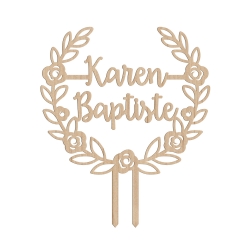 Cake topper personnalisé mariage couronne fleurie