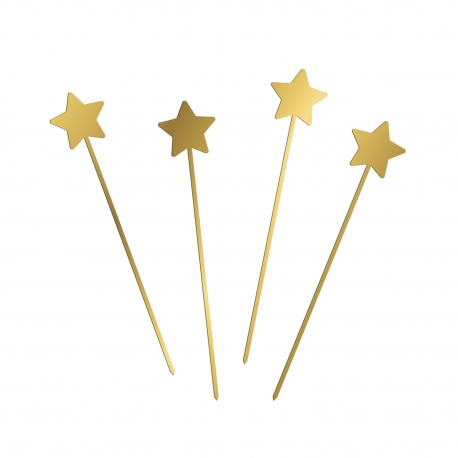 Décoration gâteau 4 pics étoiles plexiglas doré