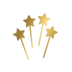 4 pics étoiles en plexiglas doré décoration gâteau