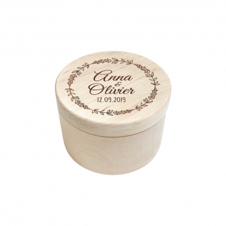 Boite à alliances ronde en bois couronne de lavande