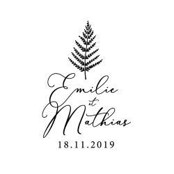 Tampon fougère et calligraphie