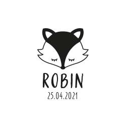 Tampon personnalisé naissance baptême tête de renard