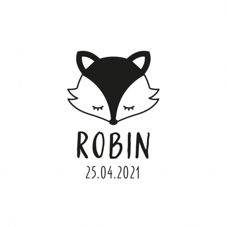 Tampon personnalisé naissance baptême tête de renard