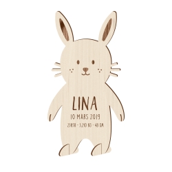 Faire-part naissance original en bois lapin