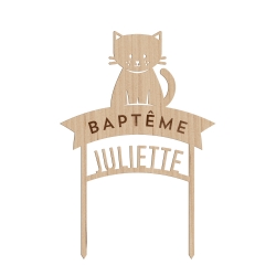 Cake topper chat baptême
