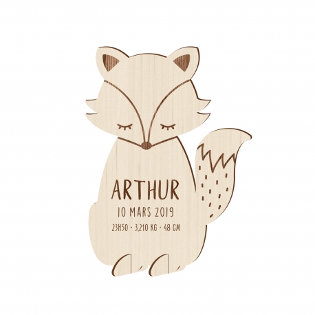 Faire-part naissance original renard en bois