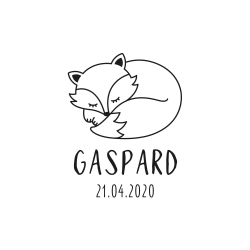 Tampon en bois renard couché 2 naissance