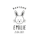 Tampon personnalisable bâptème tête de lapin