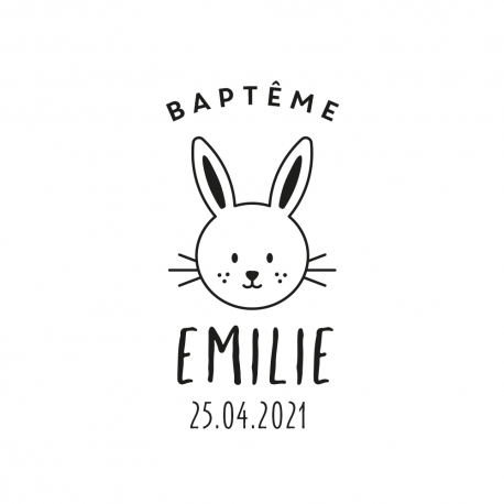Tampon personnalisable bâptème tête de lapin