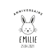 Tampon personnalisable anniversaire tête de lapin