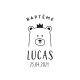 Tampon en bois personnalisable baptême tête d'ours 2