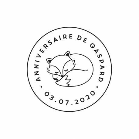 Tampon rond renard endormi anniversaire