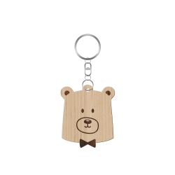 Porte-clé en bois tête d'ours