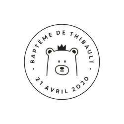 Tampon baptême personnalisabe tête d'ours