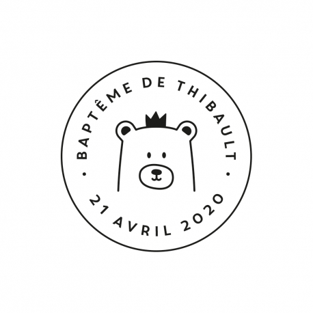 Tampon baptême personnalisabe tête d'ours