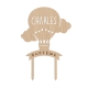 Cake topper personnalisé baptême thème montgolfière nuages