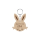 Porte-clé en bois tête de lapin baptême