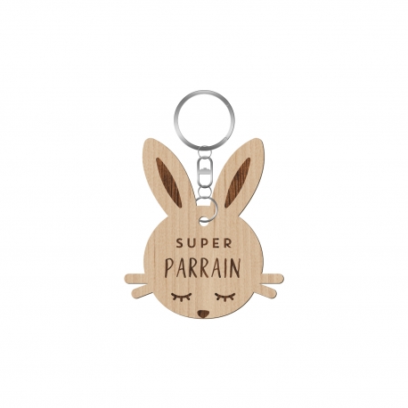 Porte-clé personnalisable tête de lapin 