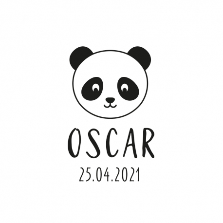 Tampon tête de panda personnalisable naissance