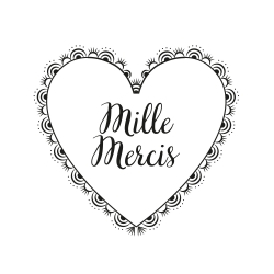 Tampon merci coeur en dentelle mariage