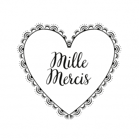 Tampon merci coeur en dentelle mariage