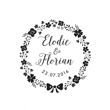 Tampon personnalisé mariage couronne de fleurs
