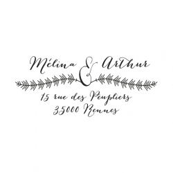 Tampon adresse calligraphie et plumes