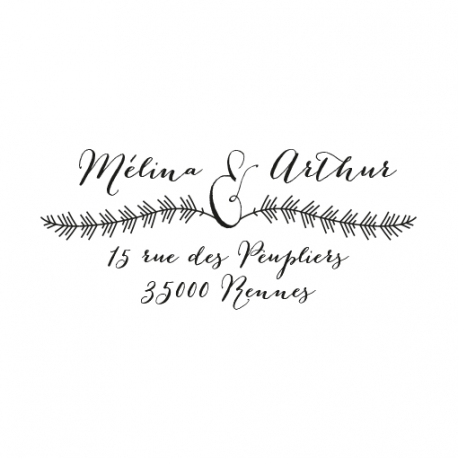 Tampon adresse calligraphie et plumes