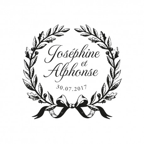Tampon mariage personnalisé couronne vintage