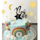 Cake topper anniversaire personnalisé thème étoile galaxie