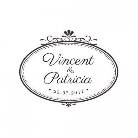 Tampon mariage personnalisé médaille baroque